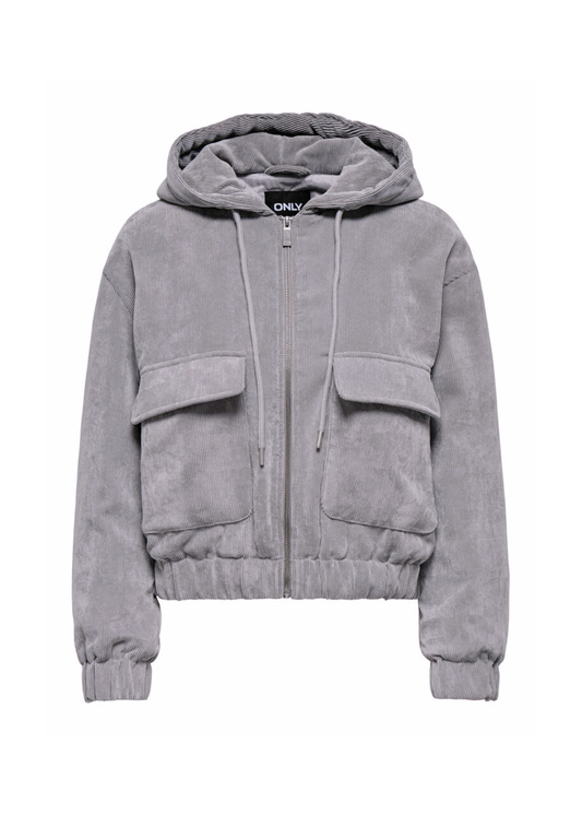 Only - Dusky Lavender Corduroy Quilted Jacket with Hood