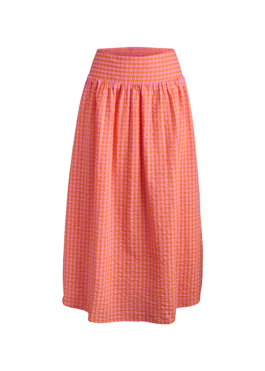 JJXX - Persimmon Gingham Seersucker Maxi Skirt