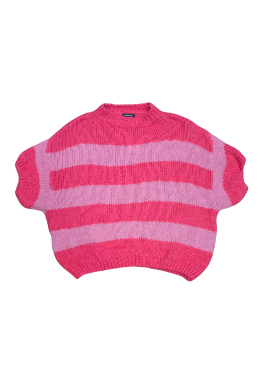 The Edit - Neon Pink Striped Soft Knit Top