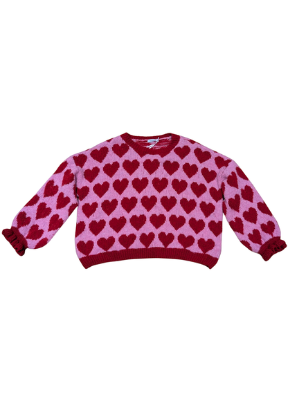 The Edit - Red & Pink Heart Knitted Jumper