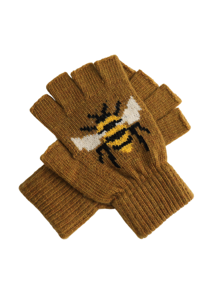 The Edit - Bee Mustard Fingerless Gloves