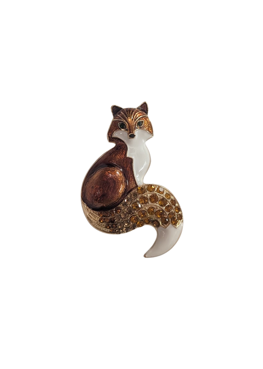 The Edit - Enamel & Bejeweled Fox Brooch