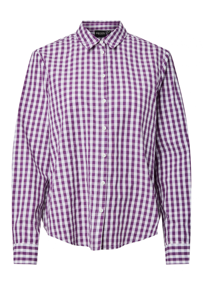 Pieces- Violet Gingham Button Up Shirt