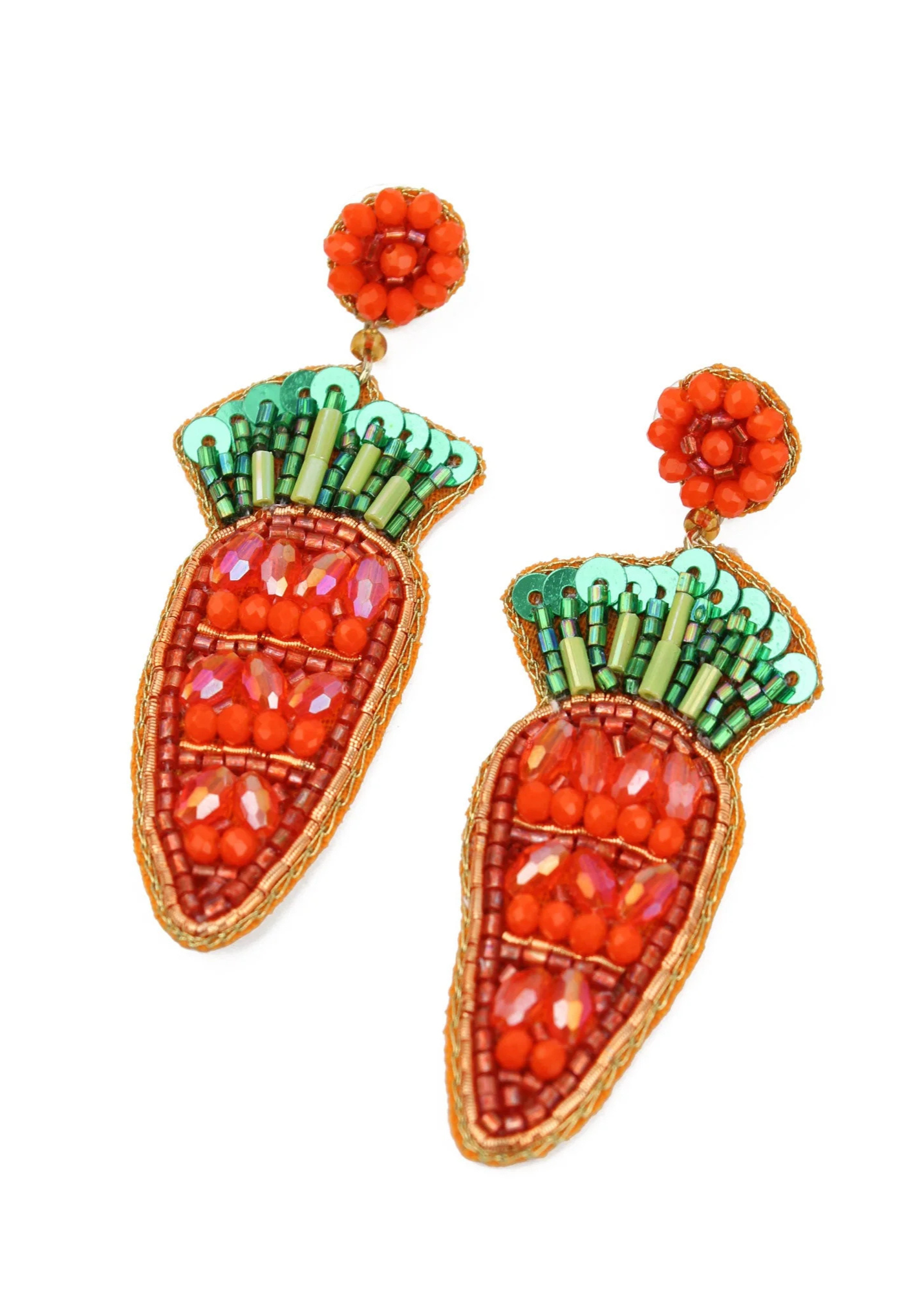 My Doris - Beaded Orange Carrot Earrings