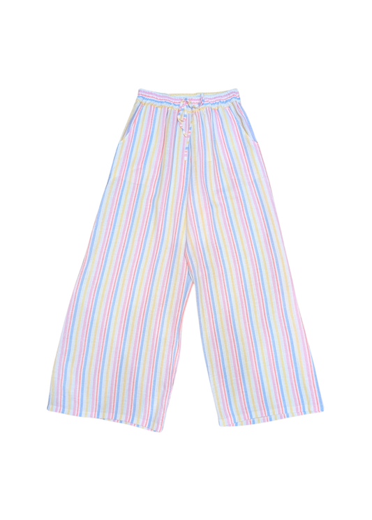 The Edit - Multicolour Vertical Stripe Linen Trousers