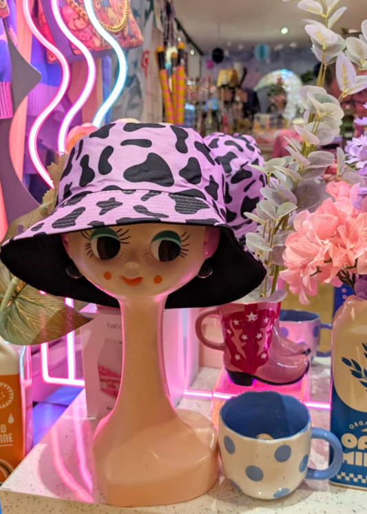 The Edit - Lilac Cow Print Bucket Hat