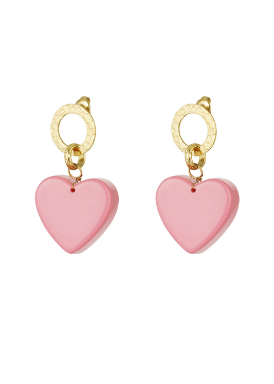 The Edit - Pink Heart Block Earrings