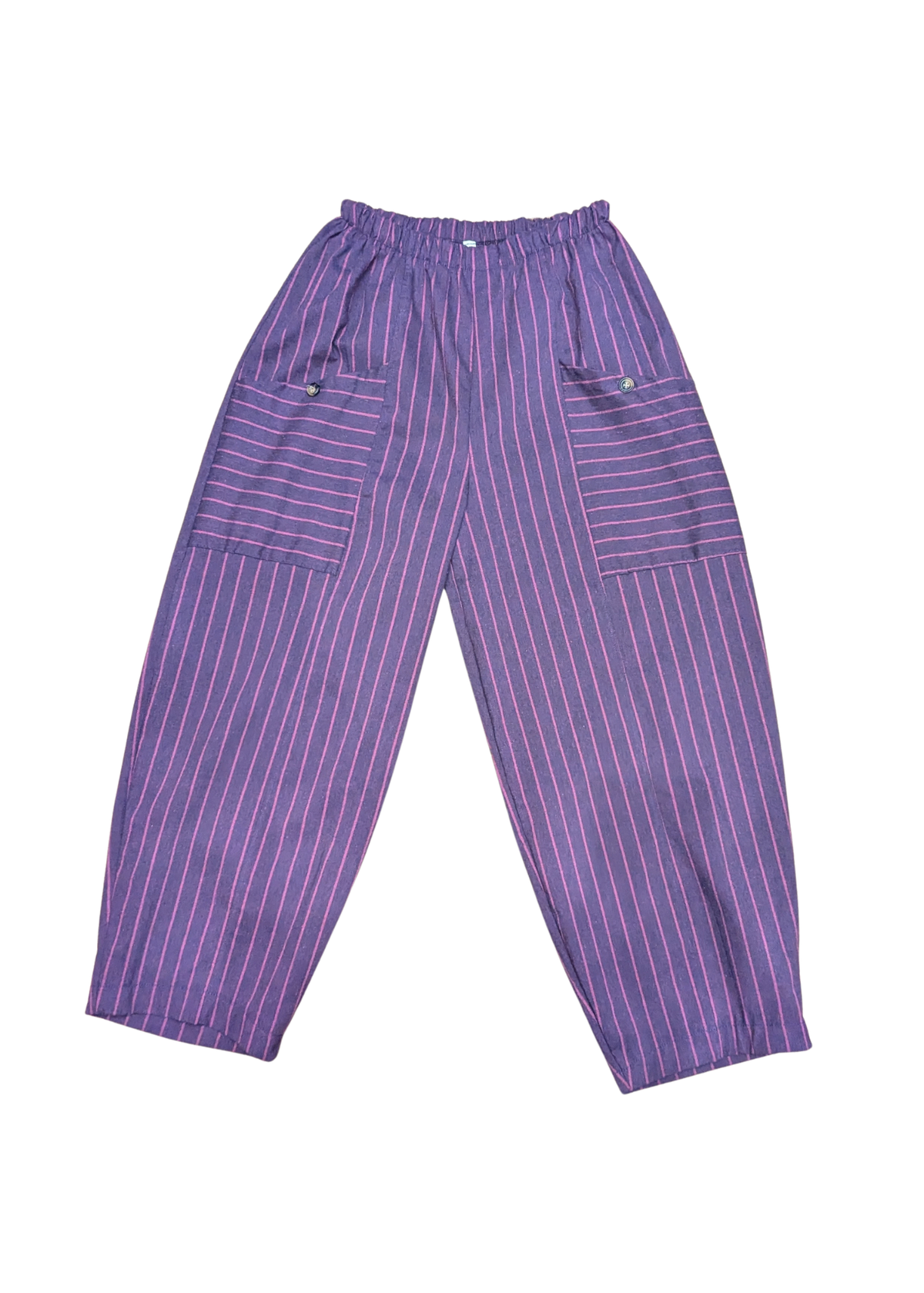 The Edit - Purple & Pink Pinstripe Barrel Cocoon Trousers