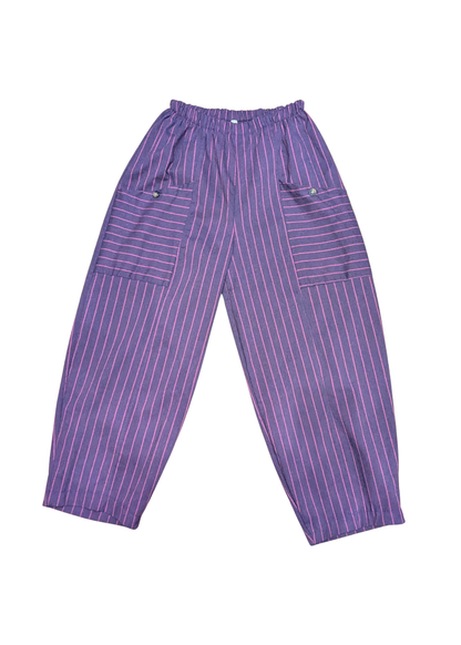 The Edit - Purple & Pink Pinstripe Barrel Cocoon Trousers