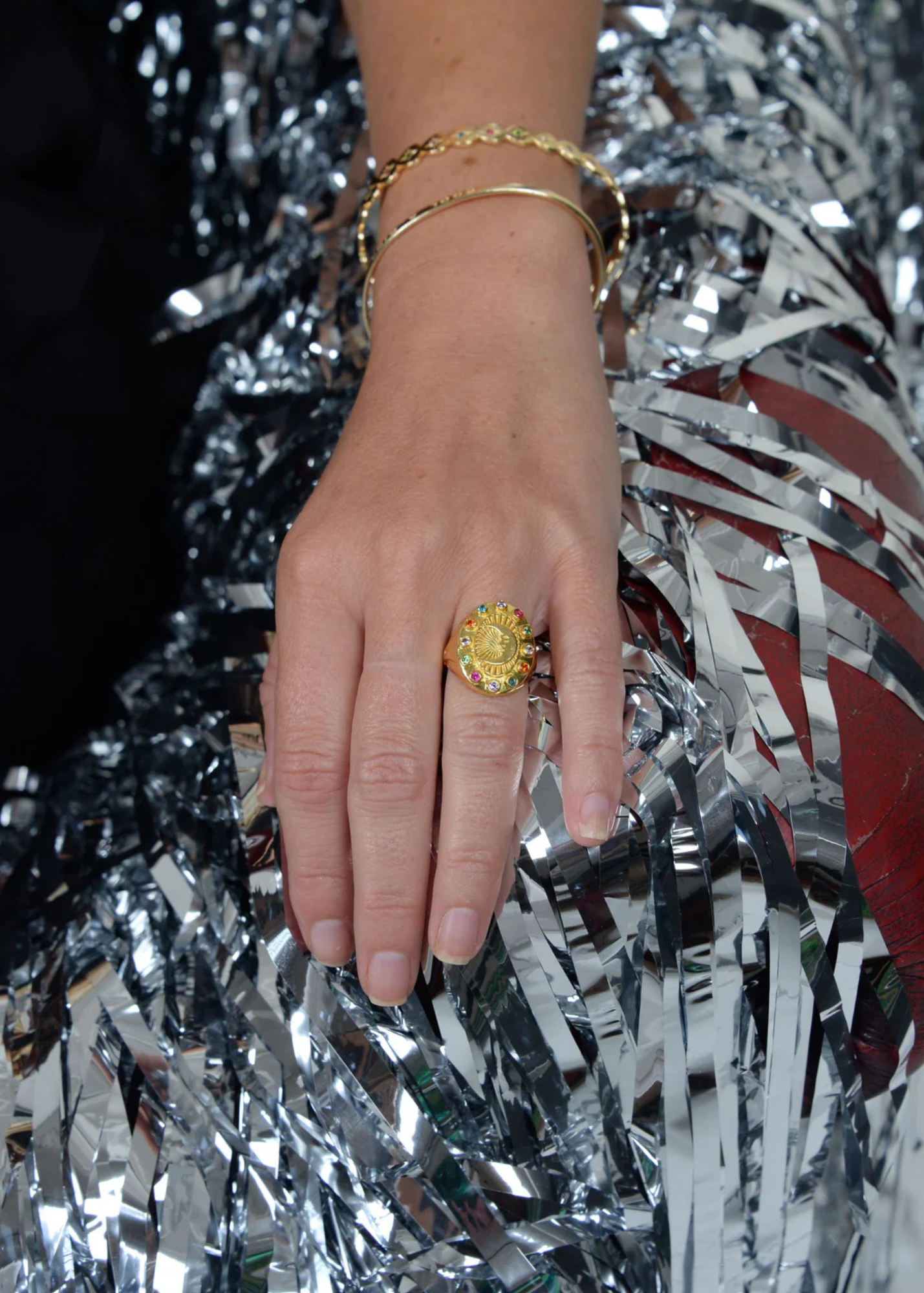 My Doris - Rainbow Stone Moon Face Ring