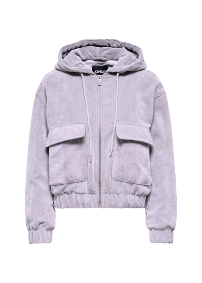 Only - Dusky Lilac Corduroy Quilted Jacket with Hood