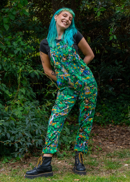 Rebel Romance - Pond Birds Stretch Dungarees
