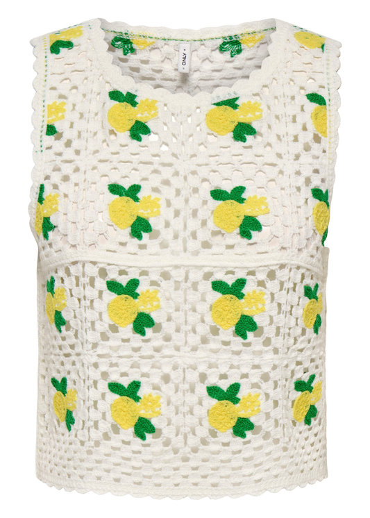 Only - Lemons Crochet Detail Knit Vest