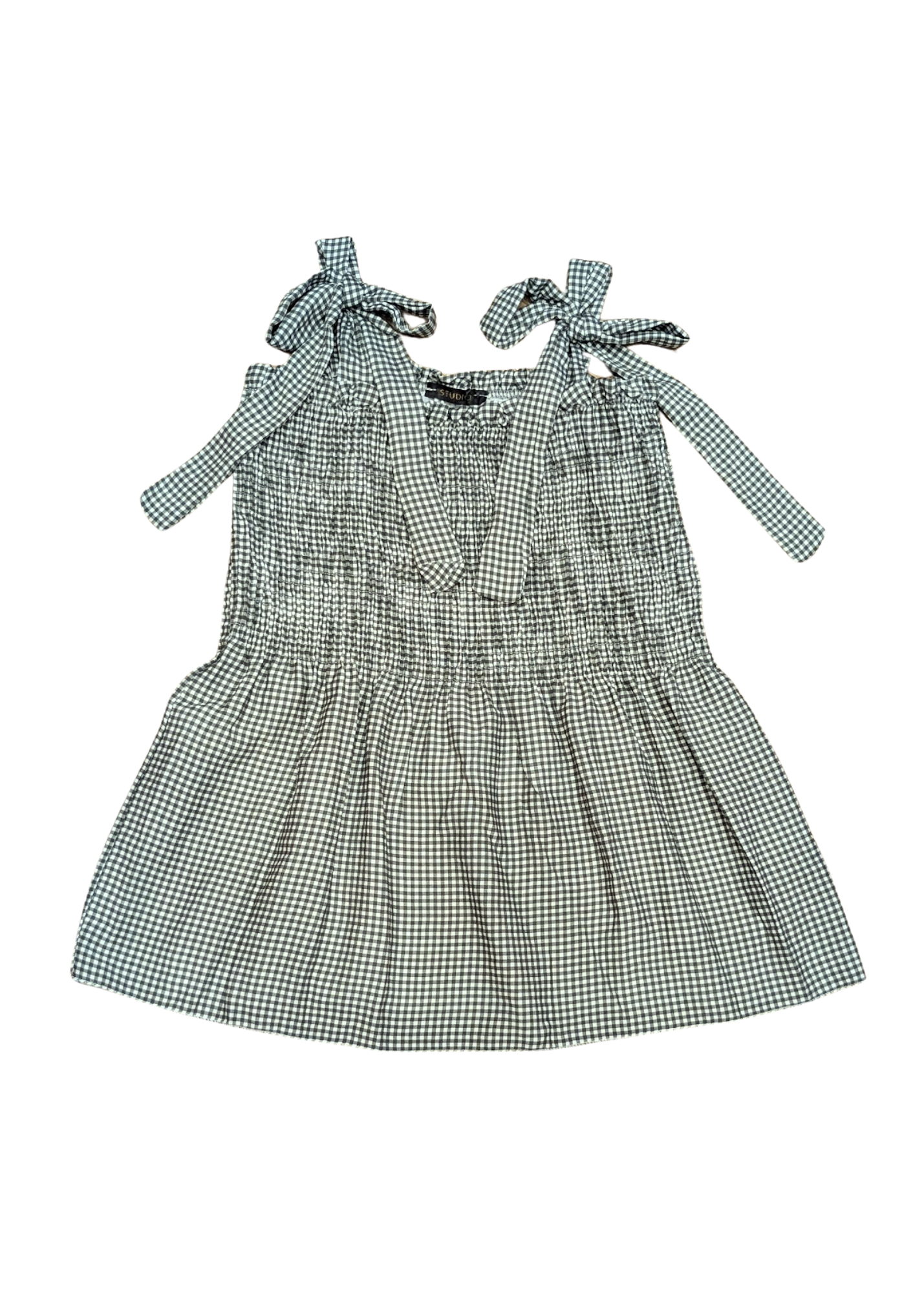The Edit - Forest Green Shirred Gingham Top