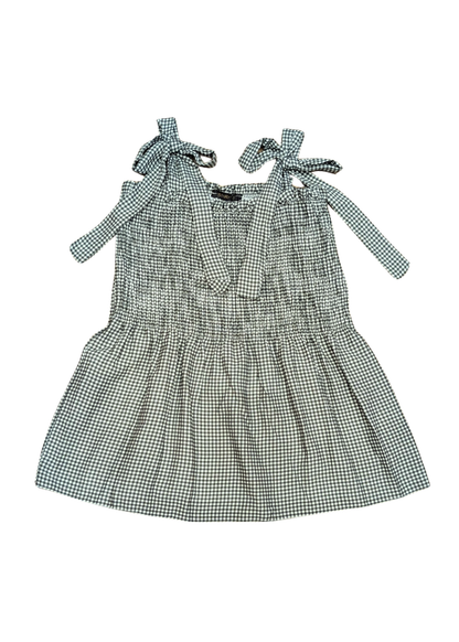 The Edit - Forest Green Shirred Gingham Top