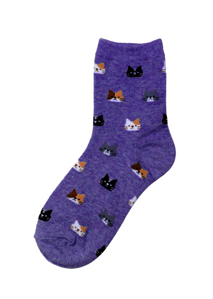 Joe Cool - Purple Cat Face Socks