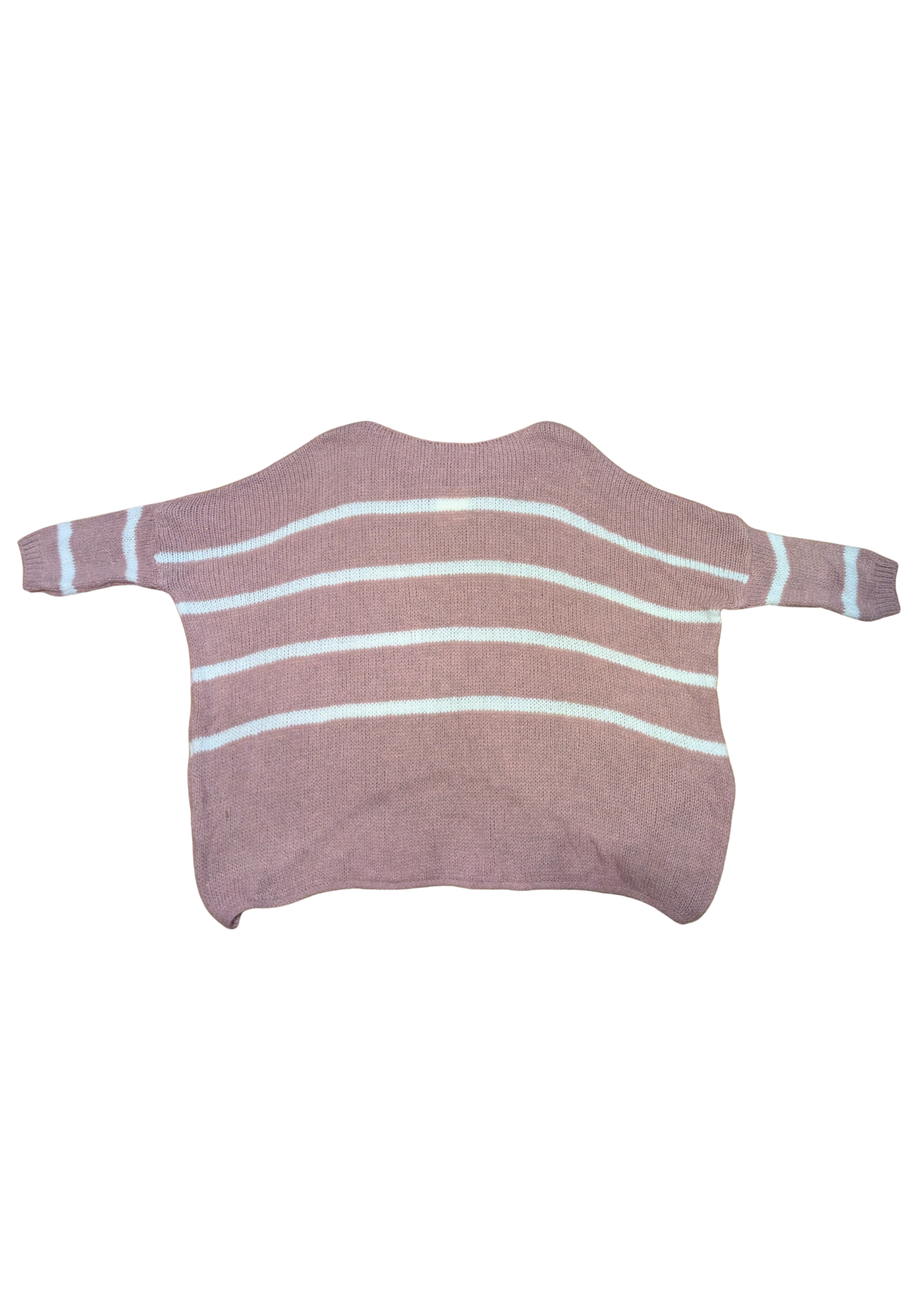 The Edit - Mauve and White Stripe ¾ Sleeve Jumper