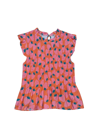 The Edit - Strawberry Print Shirred Top