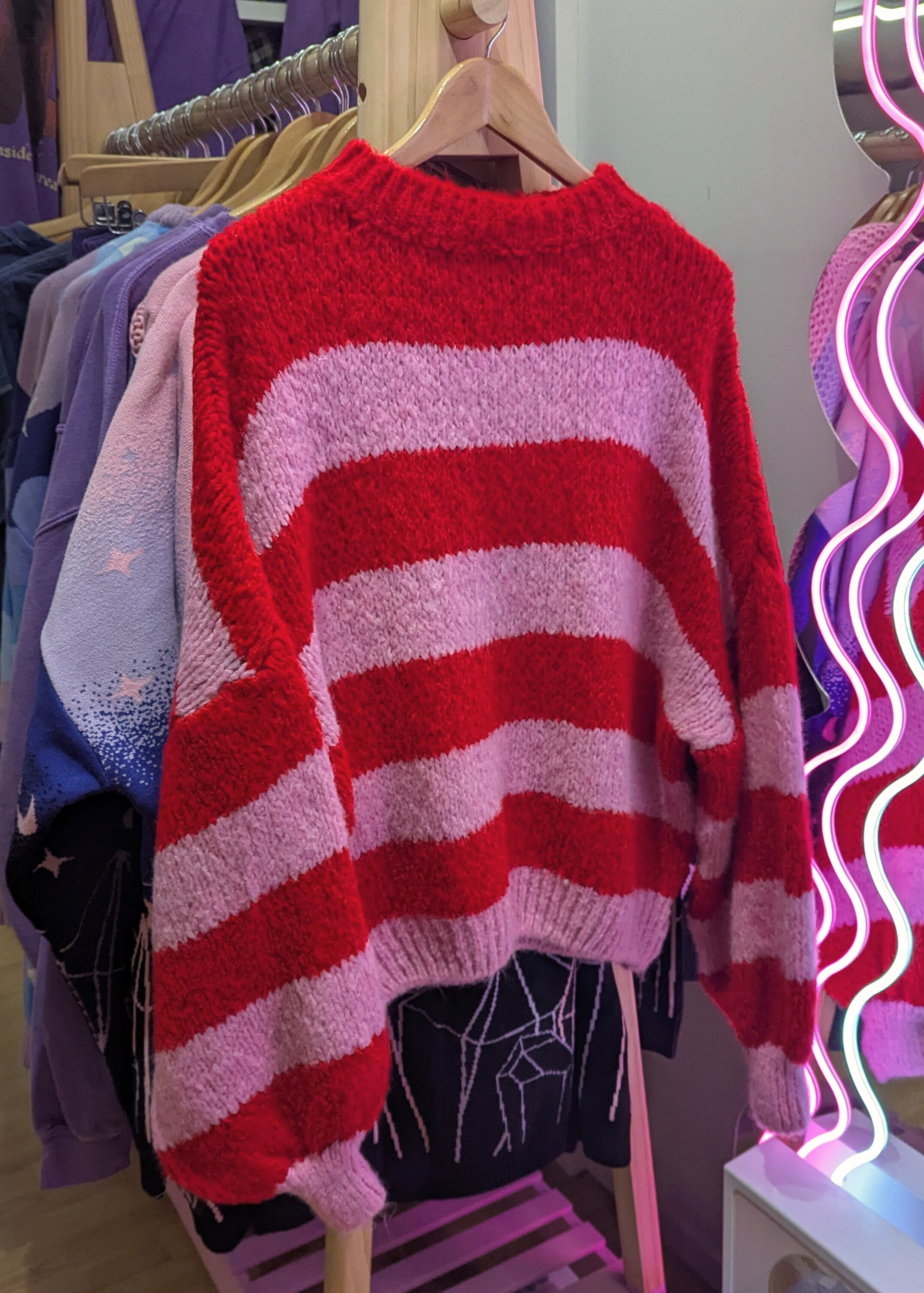 The Edit - Red and Candy Pink Stripe Jumper
