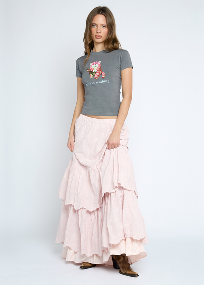 Daisy Street - Multi Tiered Pink Flower Maxi Skirt