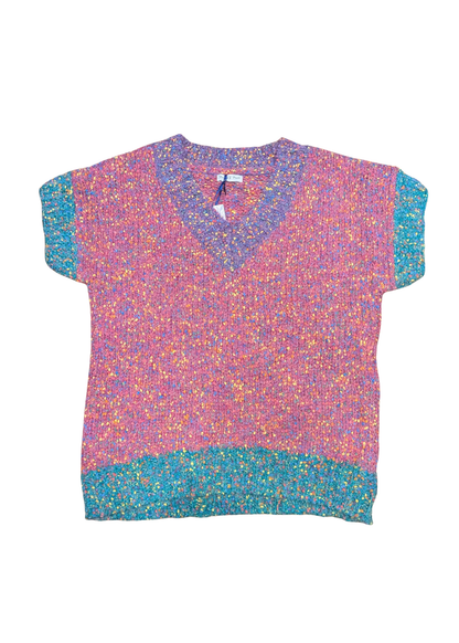 The Edit - Pink, Purple & Green Multicolour Fleck Knit Top