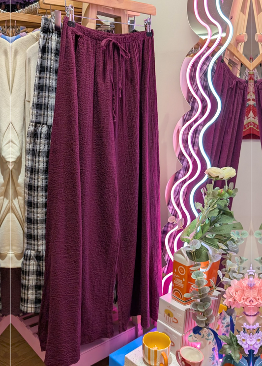 The Edit - Burgundy Crinkle Trousers