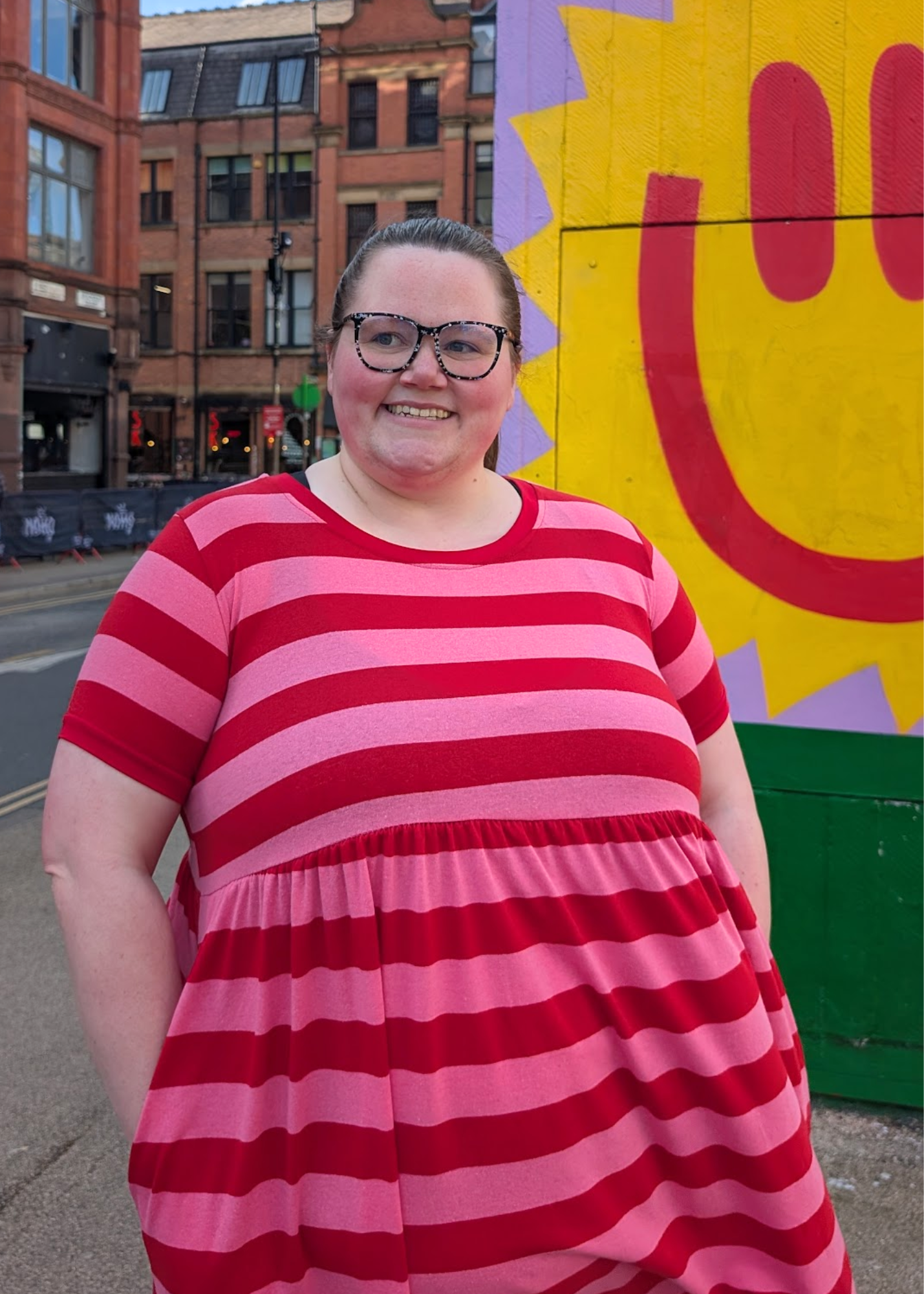 The Edit - Pink & Red Sugar Stripes Smock Dress