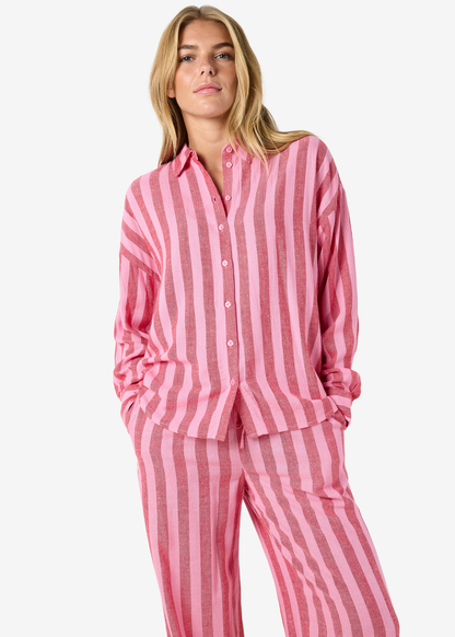 Noisy May - Red & Pink Striped Shirt