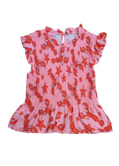 The Edit - Lobster Print Shirred Top