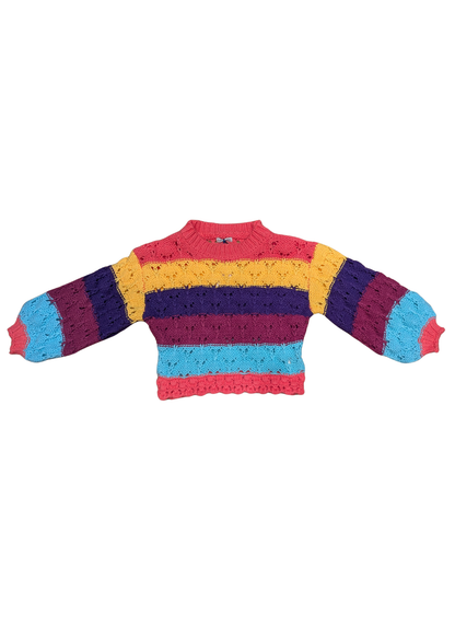 The Edit - Cropped Multicolour Stripe Loose Knit Jumper
