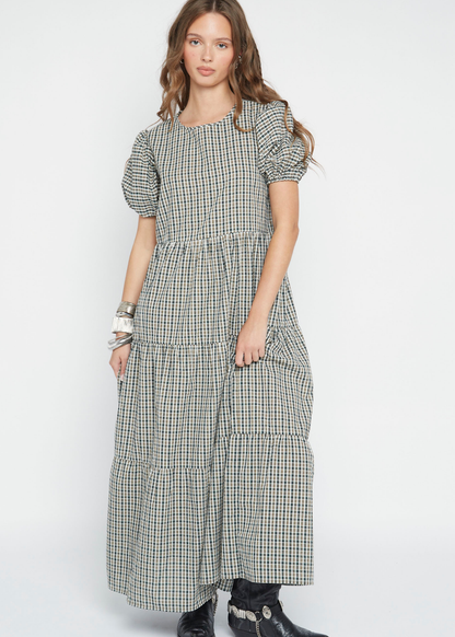 Daisy Street - Lumi Check Tiered Maxi Dress