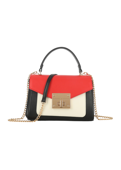 The Edit - Red, Black and White Colour Block Envelope Satchel Bag