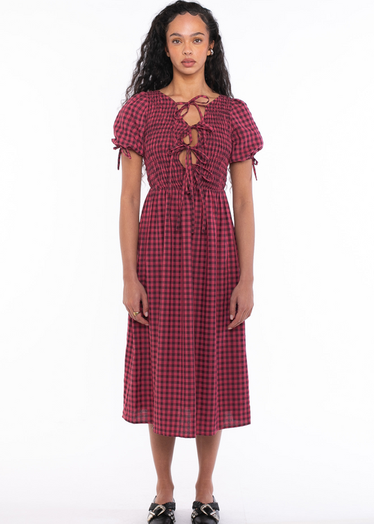 Daisy Street - Raspberry Tie Front Midaxi Dress