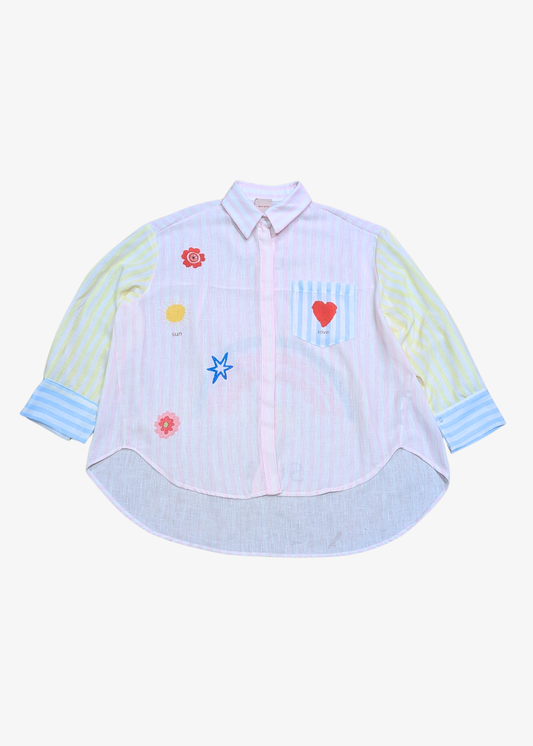 The Edit - Faux Embroidered Pastel Stripe Shirt