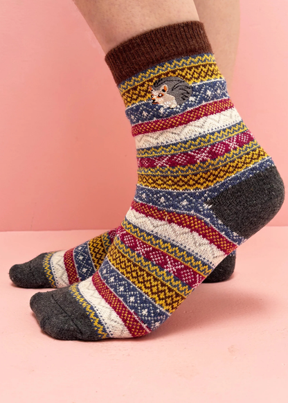 House of Disaster - Secret Garden Hedgehog Fair Isle Socks