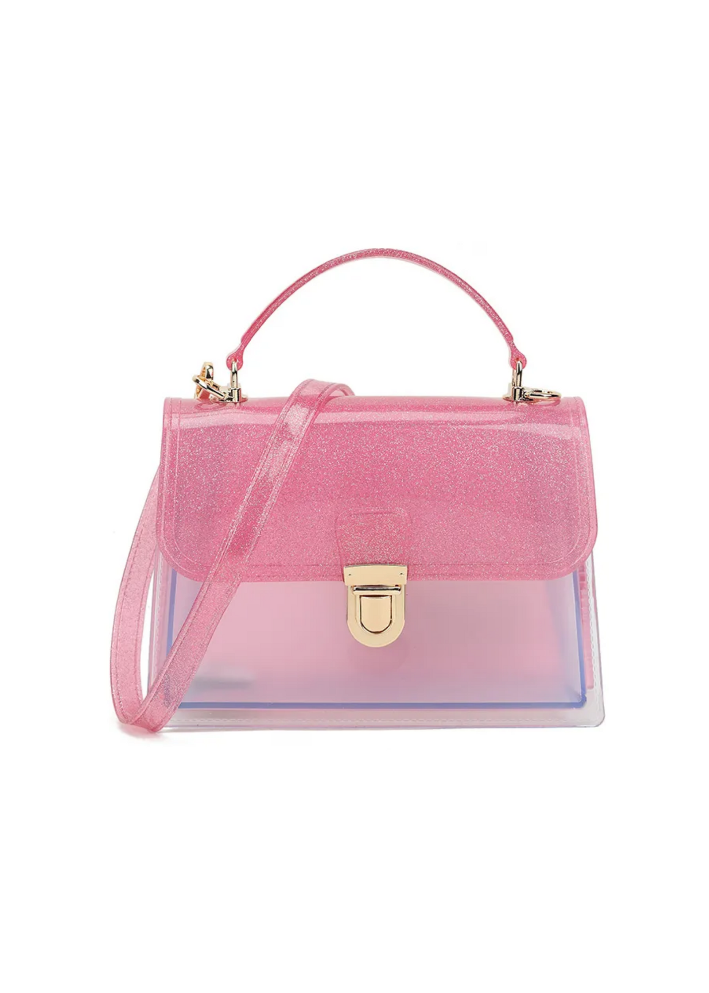 The Edit - Pink Glitter Transparent Handbag