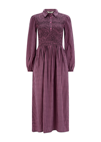 Sugarhill Brighton - Diana Shirred Rose Gingham Midi Dress