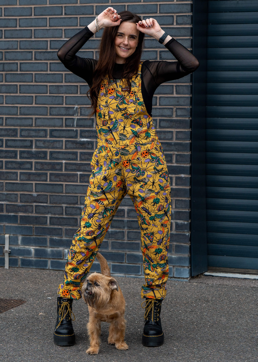 Run & Fly - Mustard Beasties Stretch Twill Dungarees