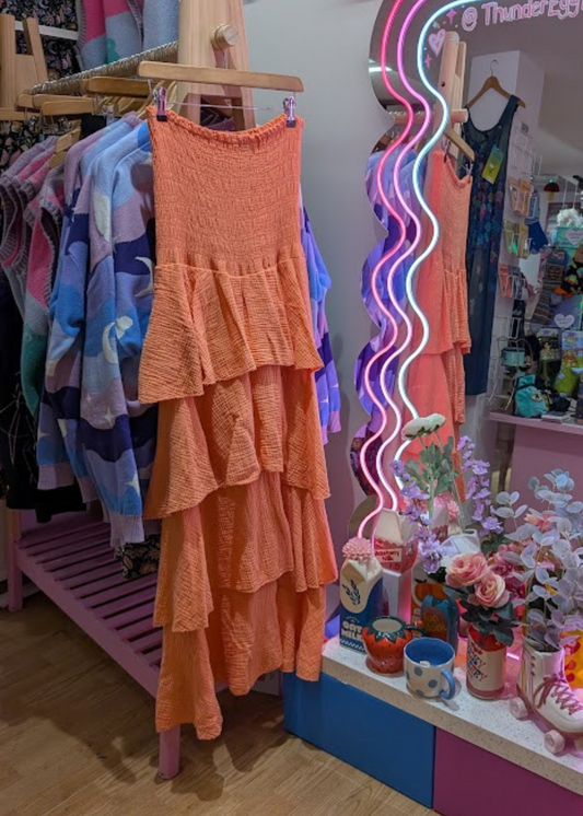 The Edit - Orange Strapless Rara Dress