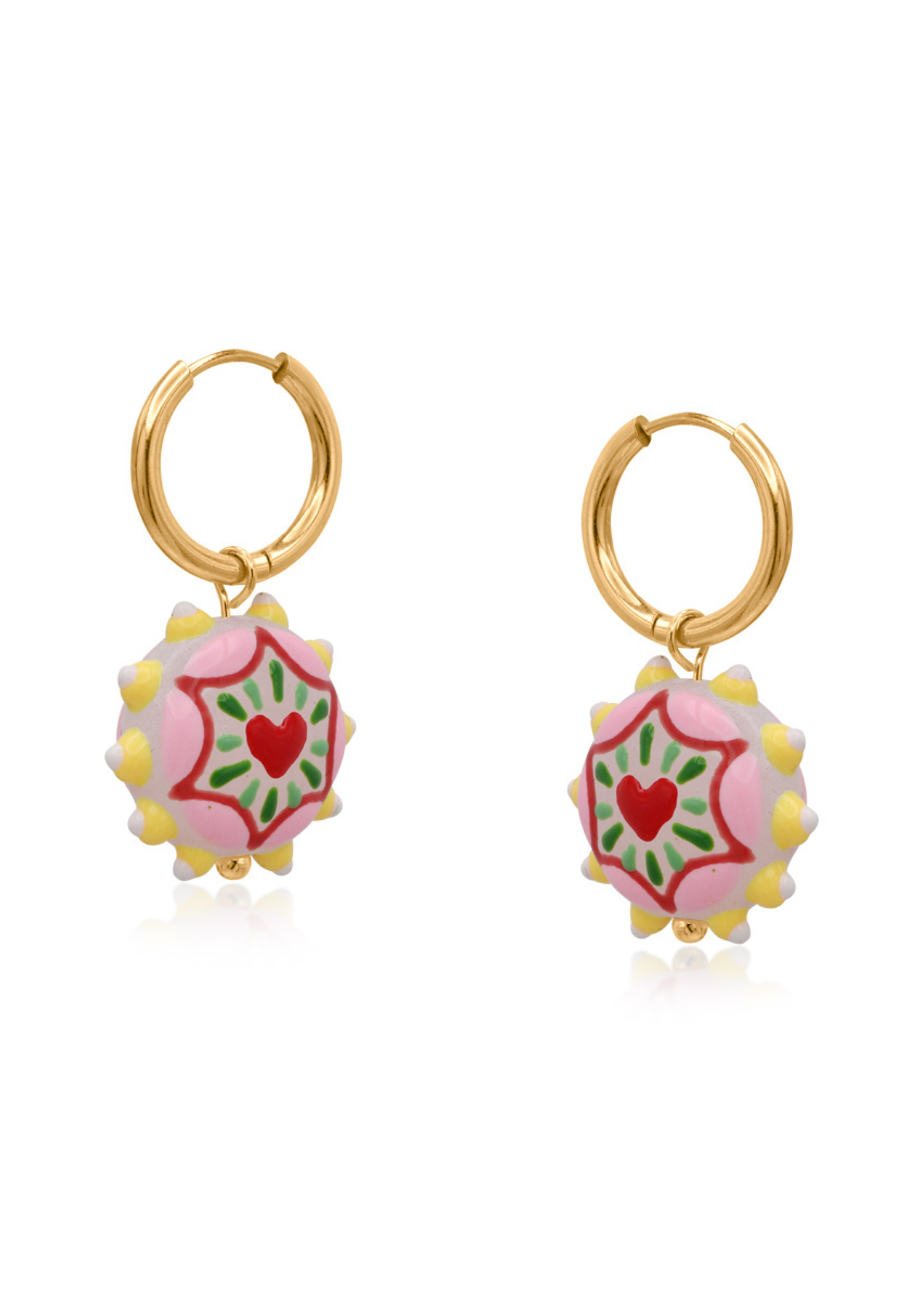 Big Metal London - Vivid Heart Charm Earrings