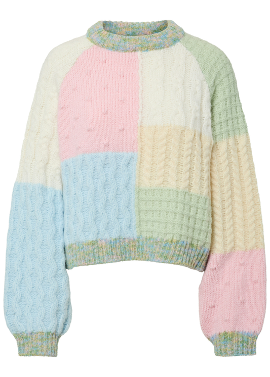 Pieces - Pastel Patchwork Knit Jumper