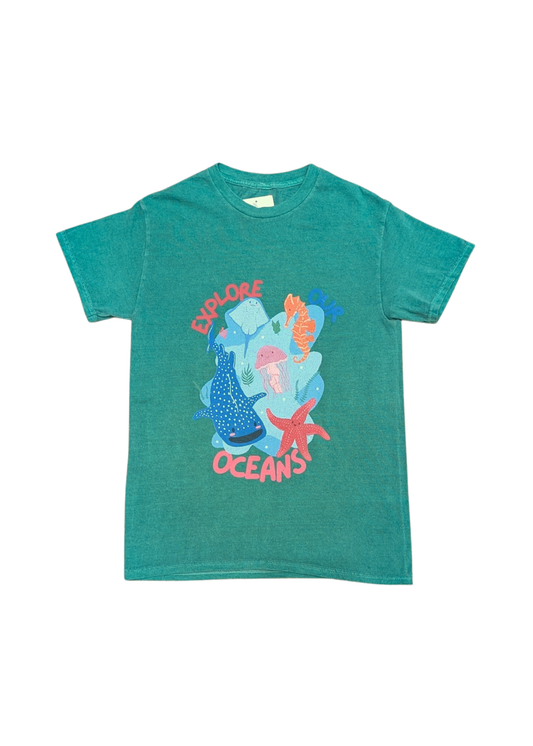 Home of Rainbows - Unisex 'Explore Our Oceans' Sea Life Tee in Jade