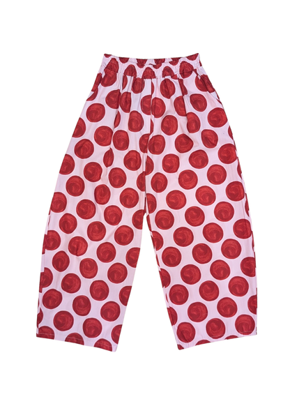 The Edit - Raspberry & Cherry Polka Dot Barrel Trousers