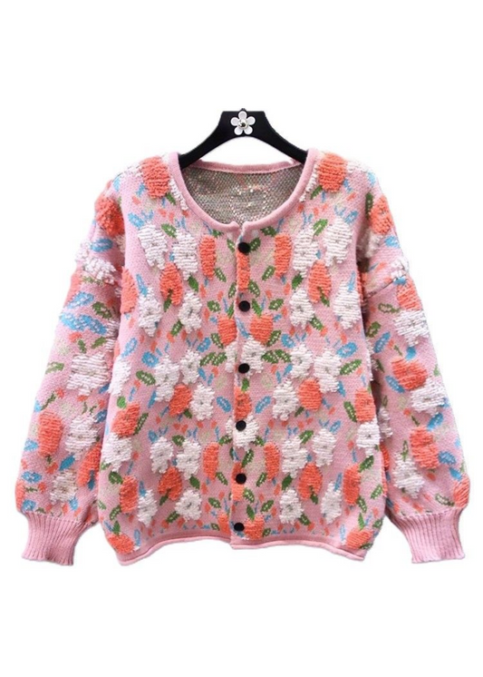 The Edit - Oversized Peach Blossom Knit Cardigan