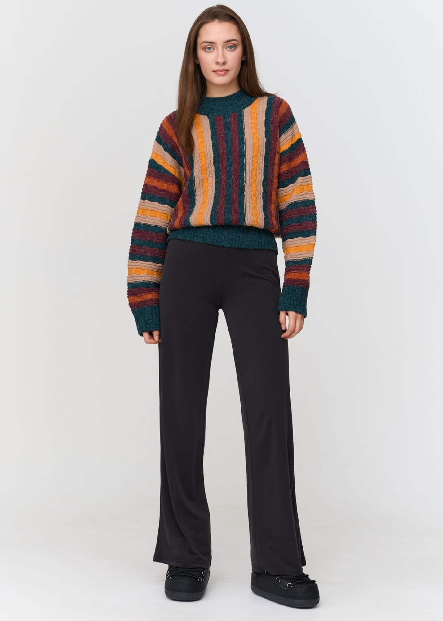 24COLOURS - Textured Striped Knitted Jumper