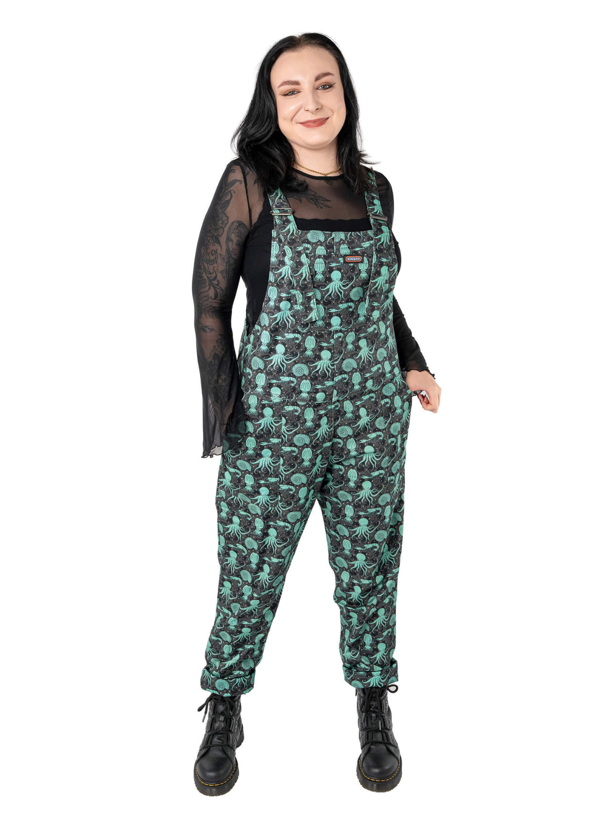 Run & Fly - Green Seas Stretch Twill Dungarees