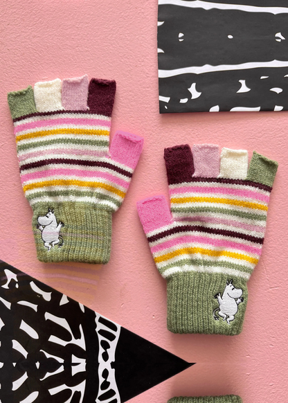 House of Disaster - Moomin Multicolouired Stripe Fingerless Gloves