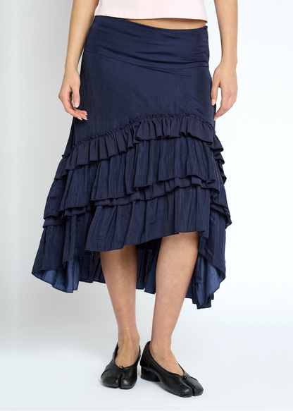 Daisy Street - Seren Navy Ruffle Midi Skirt
