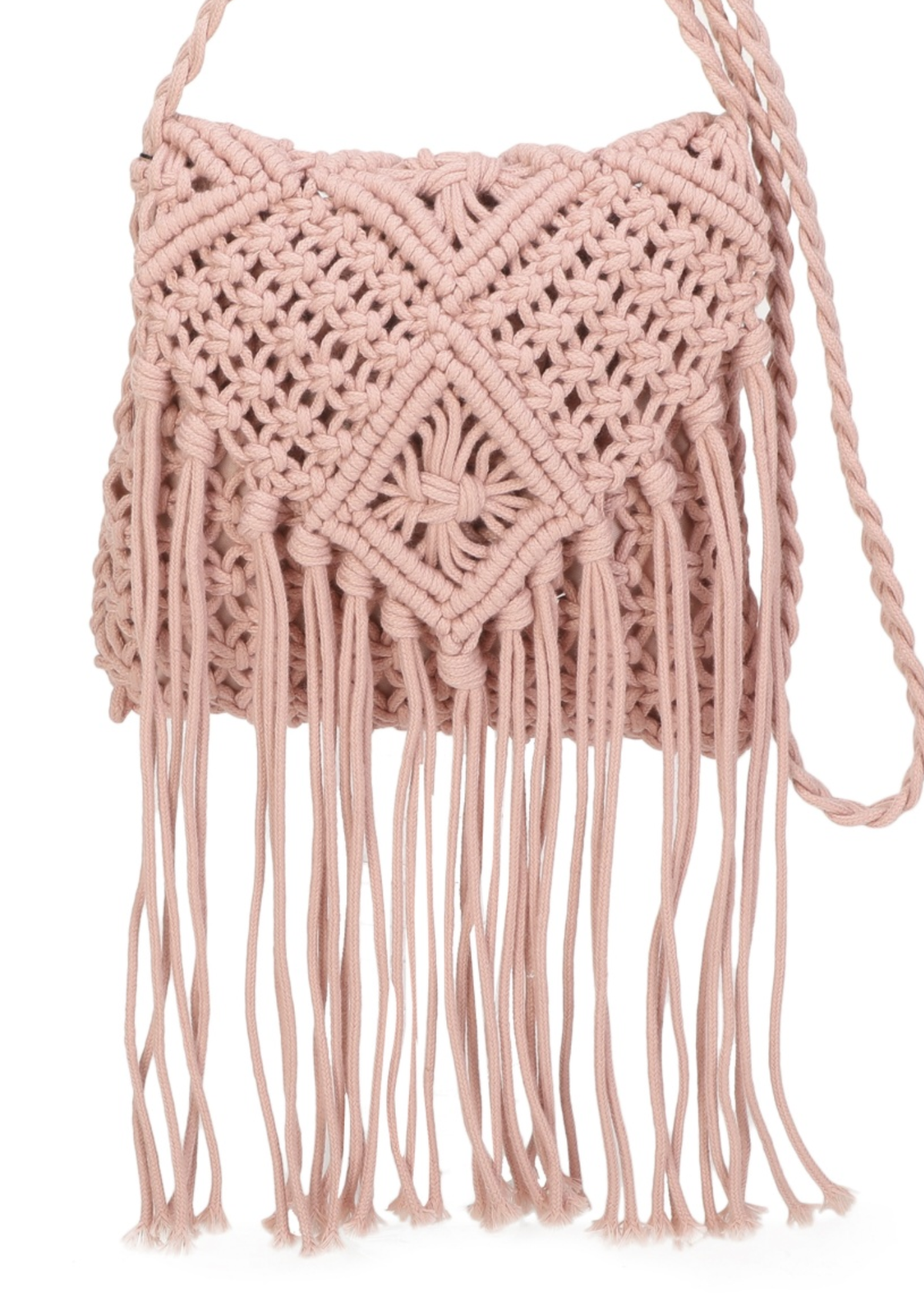 The Edit - Blush Pink Macramé Cross-body Bag