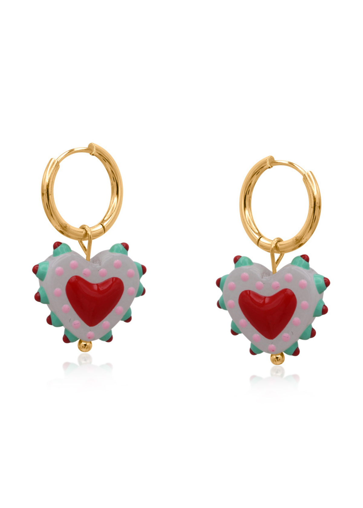 Big Metal London - Santa Fe Heart Charm Earrings